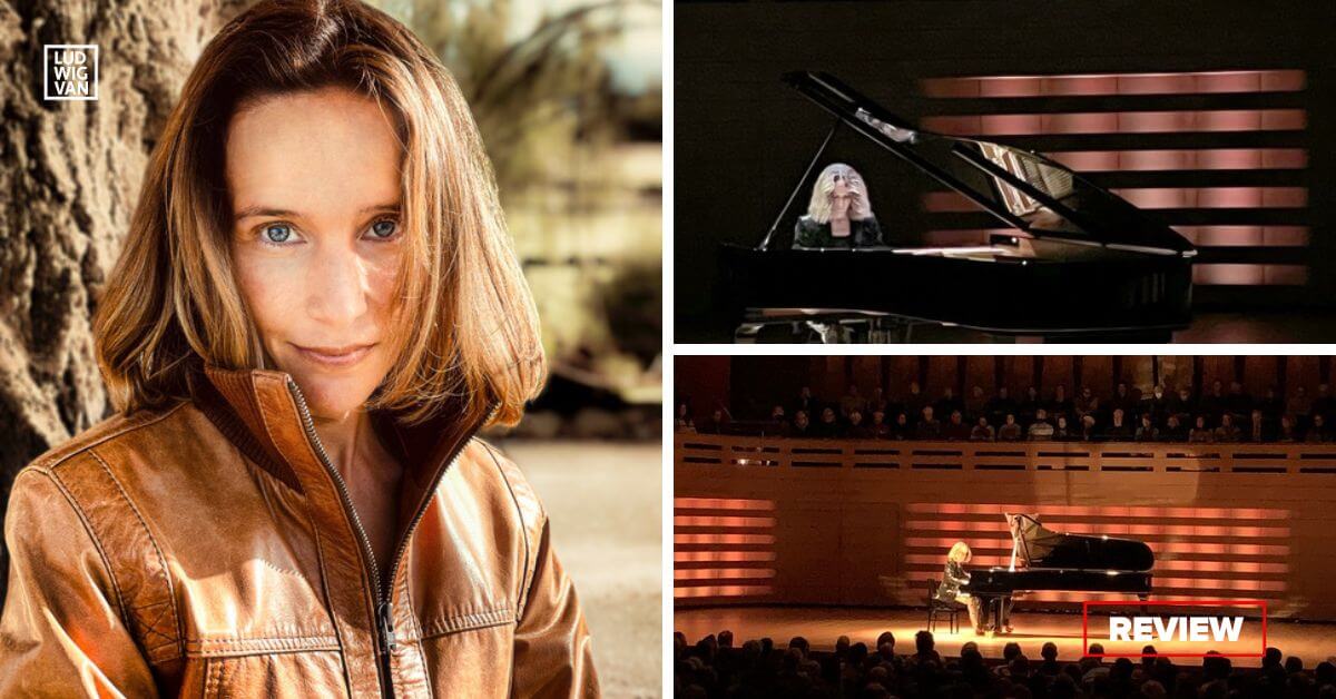 L: Hélène Grimaud (Photo: Matt Henneck): R: Hélène Grimaud in concert (Photos courtesy of Koerner Hall)