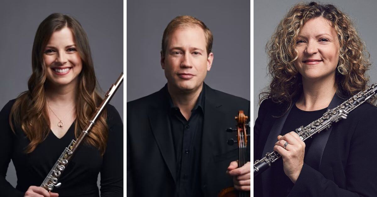 L-R: Kelly Zimba Lukić, flute; Jonathan Crow, violin; Sarah Jeffrey, oboe (Photos courtesy of the artists)