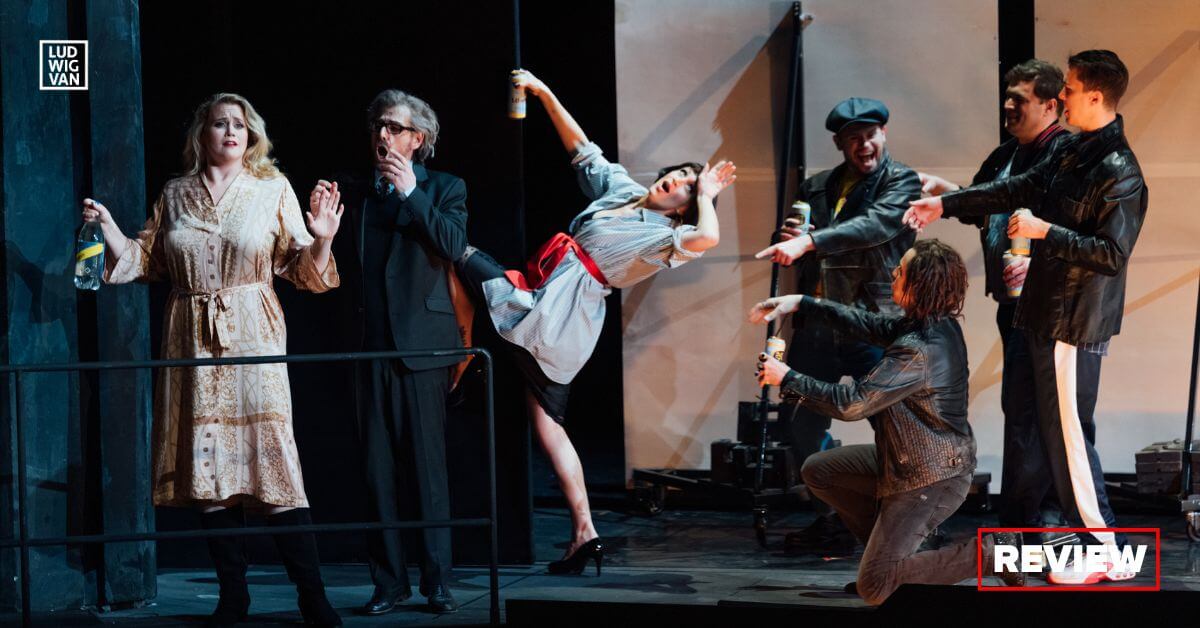 L-R: Rachel Willis-Sorensen (Prima Donna/Ariadne), Michael Nagy (Musiklehrer), Brenda Rae (Zerbinetta) in the Bayerische Staatsoper Production of Ariadne auf Naxos (Photo courtesy of Bayerische Staatsoper)