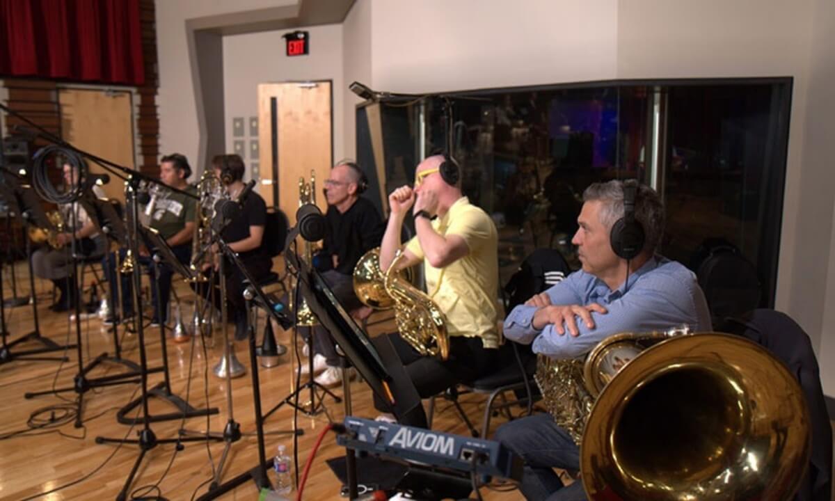 The Hannaford Street Silver Band in the studio (Photo courtesy of HSSB)