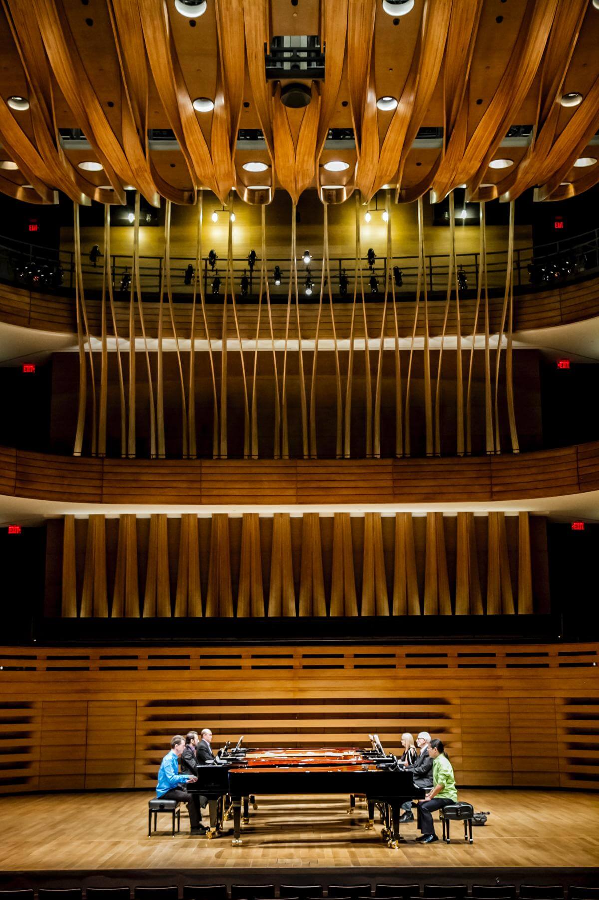 Six pianos in concert (Photo: Trevor Haldenby/Courtesy of Soundstreams)