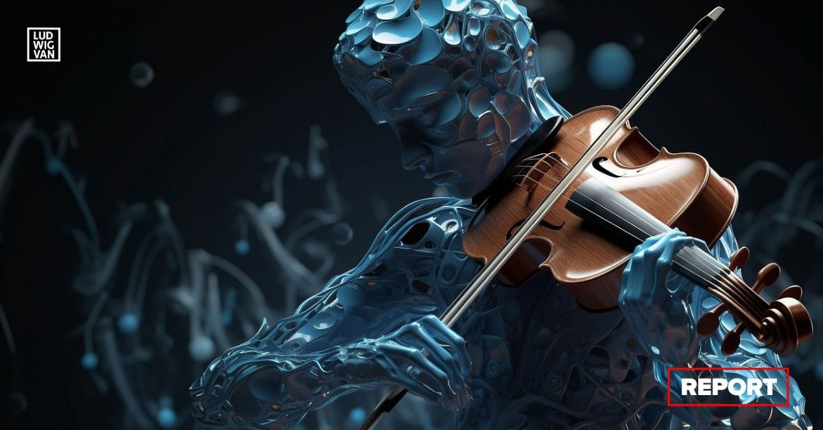 AI generated image of robot playing violin by NVD9612 (CC0C/Pixabay)