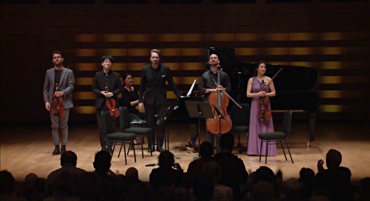 Pianist Leif Ove Andsnes and the Dover Quartet perform at Toronto’s Koerner Hall (Photo/still courtesy of the RCM)