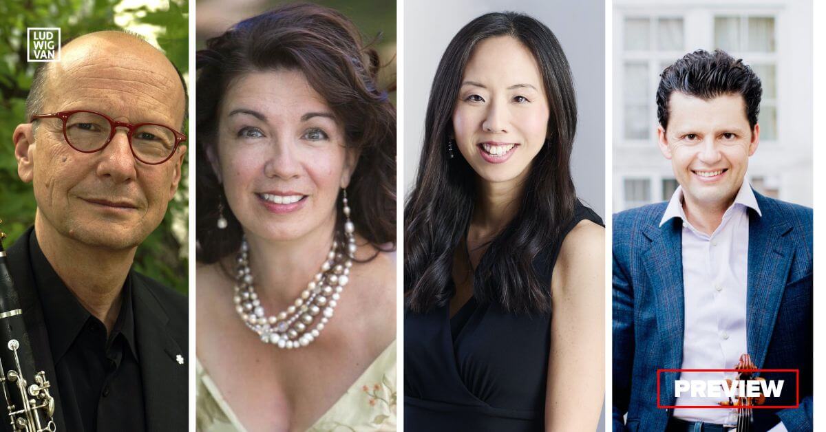 L-R: Clarinetist James Campbell; Soprano Leslie Fagan; Pianist Angela Park (Photo courtesy of the artists); Violinist Julian Rachlin (Photo: Julia Wesely)