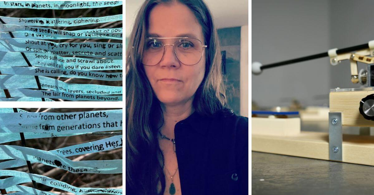 L-R: Image from Roots That Braid Themselves by Christine Charette (Photo courtesy of the artist); Artist Christine Charette (Photo courtesy of the artist); Sixteen Chimes by Alexandre Klinke (Photo courtesy of the artist)