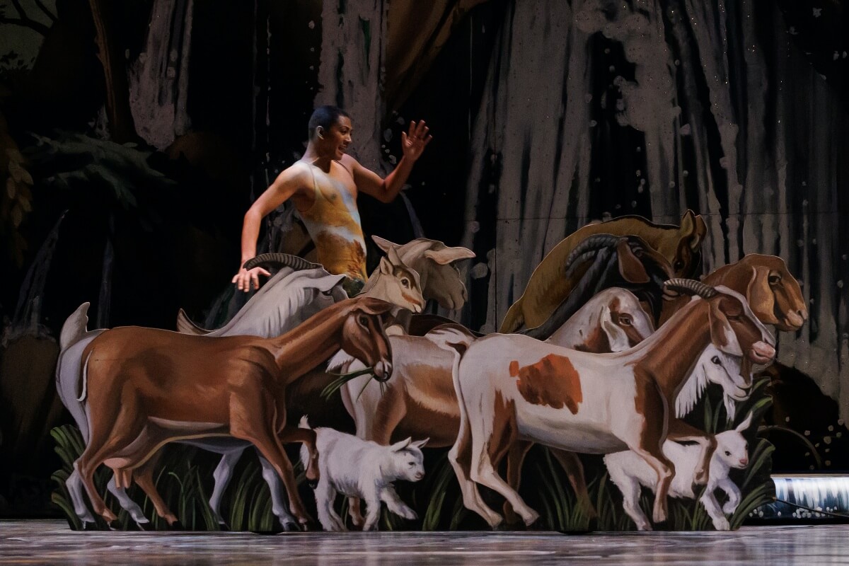 Tenor Blaise Rantoanina as Damon in Opera Atelier's production of Handel's Acis and Galatea. Set and costume design, Gerard Gauci (Photo: Bruce Zinger) 