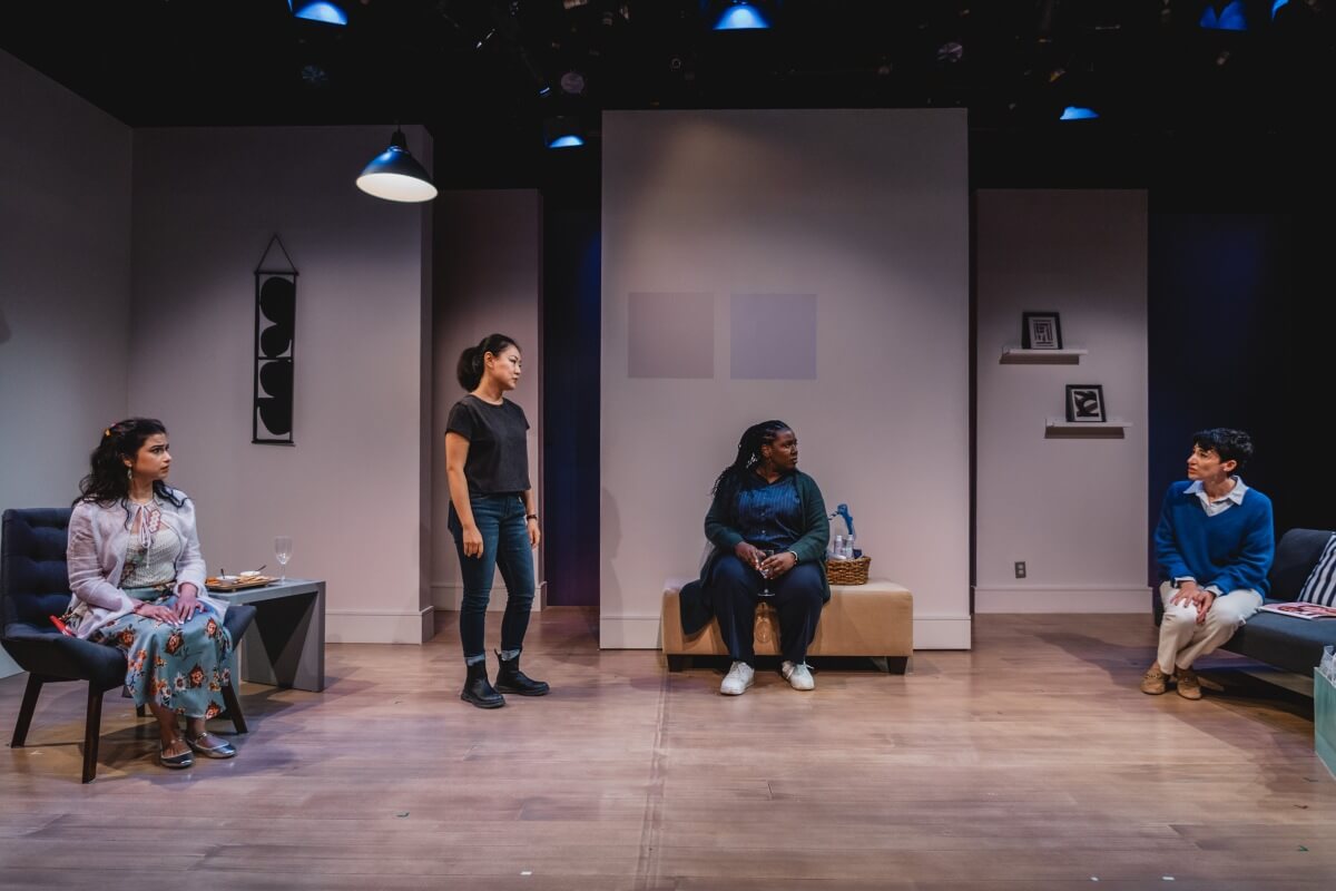 (L-R) Anita Majumdar, Rong Fu, Meghan Swaby and Sara Farb in Interior Design – Tarragon Theatre 2024 (Photo: Jae Yang)