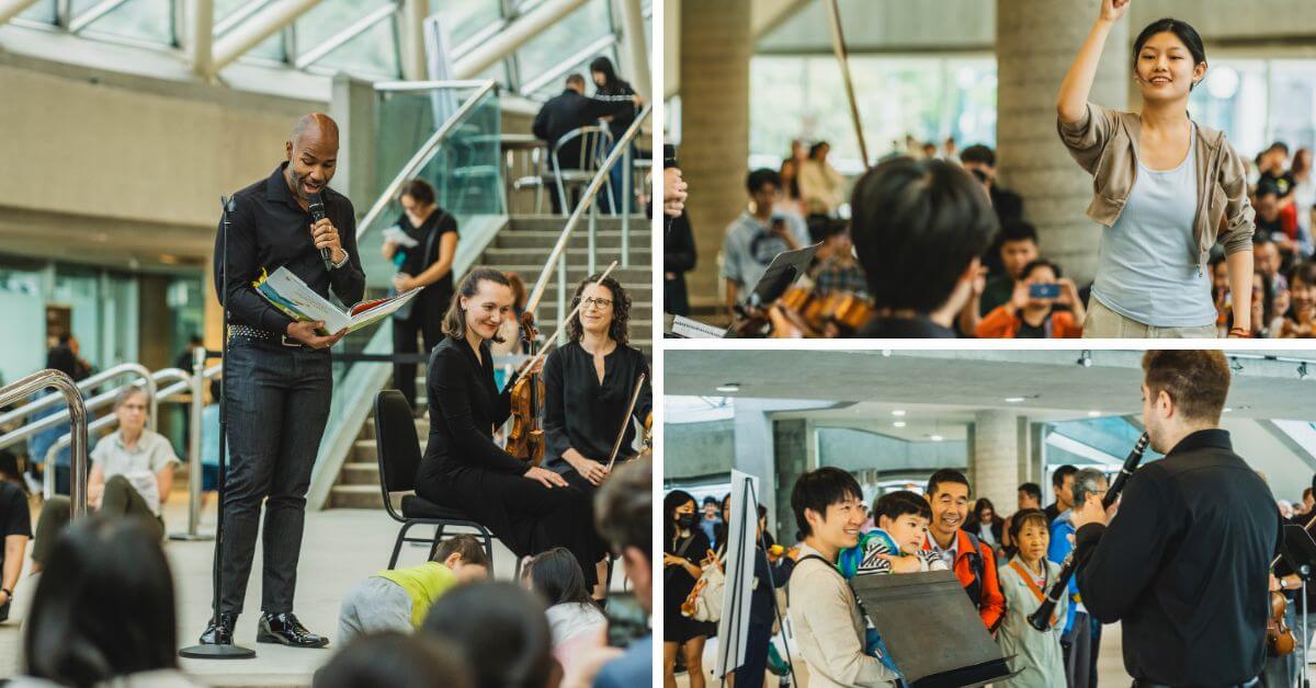 L-R (clockwise): Symphony Storytime with TSO Barrett Principal Education Conductor & Community Ambassador Daniel Bartholomew-Poyser; Conducting Workshop; Compose Your Own Music Station (Photo: Jae Yang/Courtesy of the TSO)