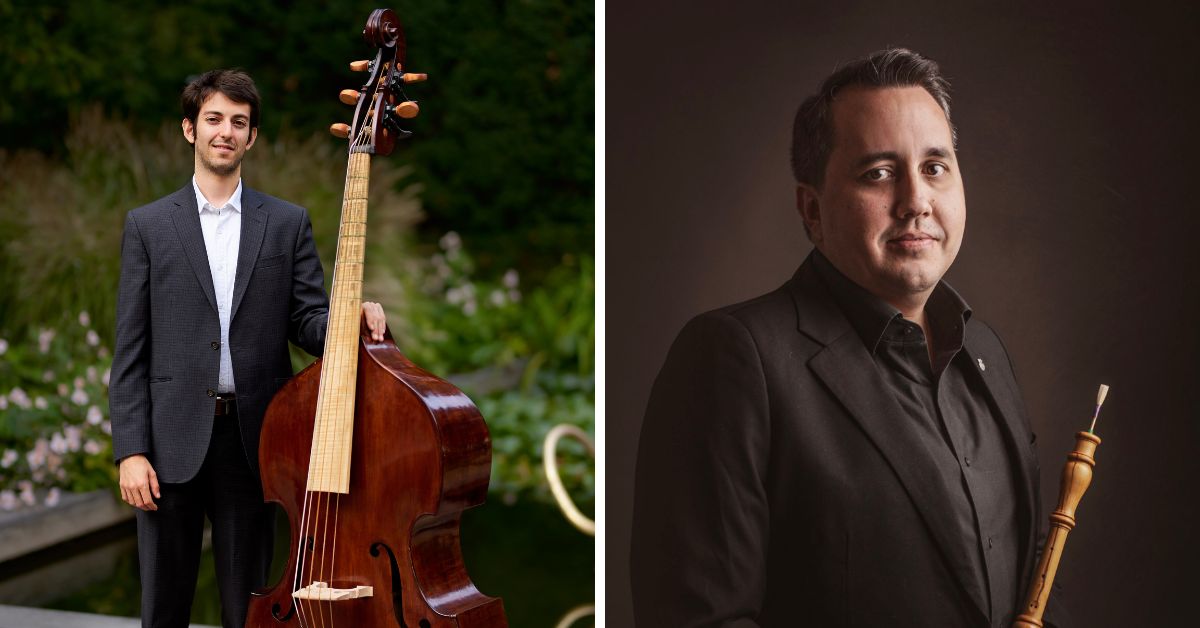 L: Bassist Jussif Barakat Martínez (Photo: Milagro Elstak); R: oboist Daniel Ramírez Escudero (Photo courtesy of the artist) 