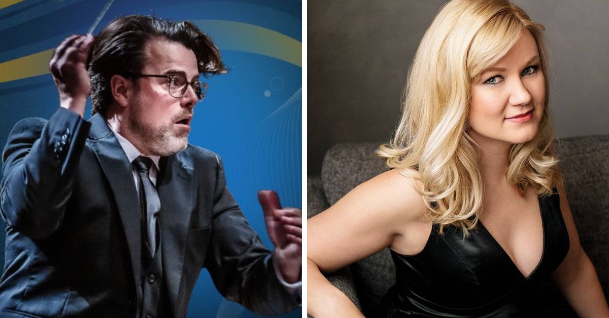 L: Conductor Martin MacDonald (Photo courtesy of Cathedral Bluffs Symphony Orchestra); R: Soprano Allison Cecilia Arends (Photo: Kevin Clark Studios)