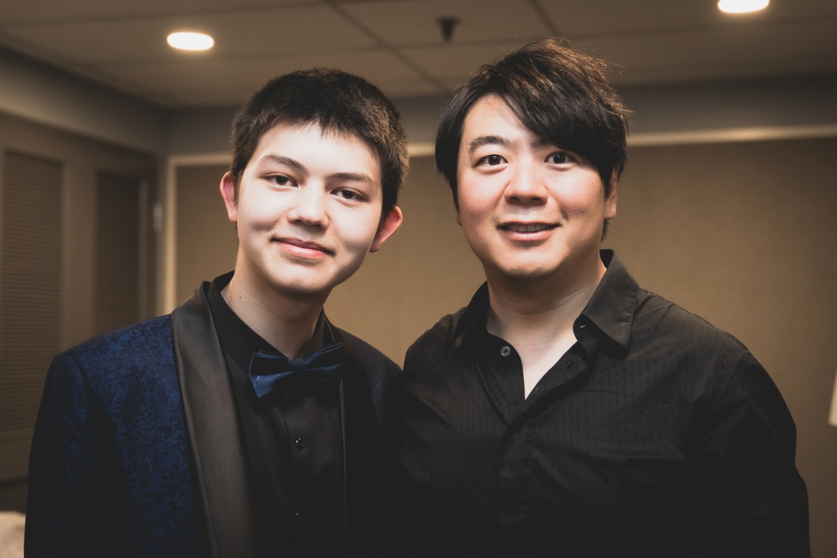 Pianist Lang Lang with Toronto-born Lang Lang Young Scholar Ryan Huang (Photo: Allan Cabral, courtesy of the TSO)