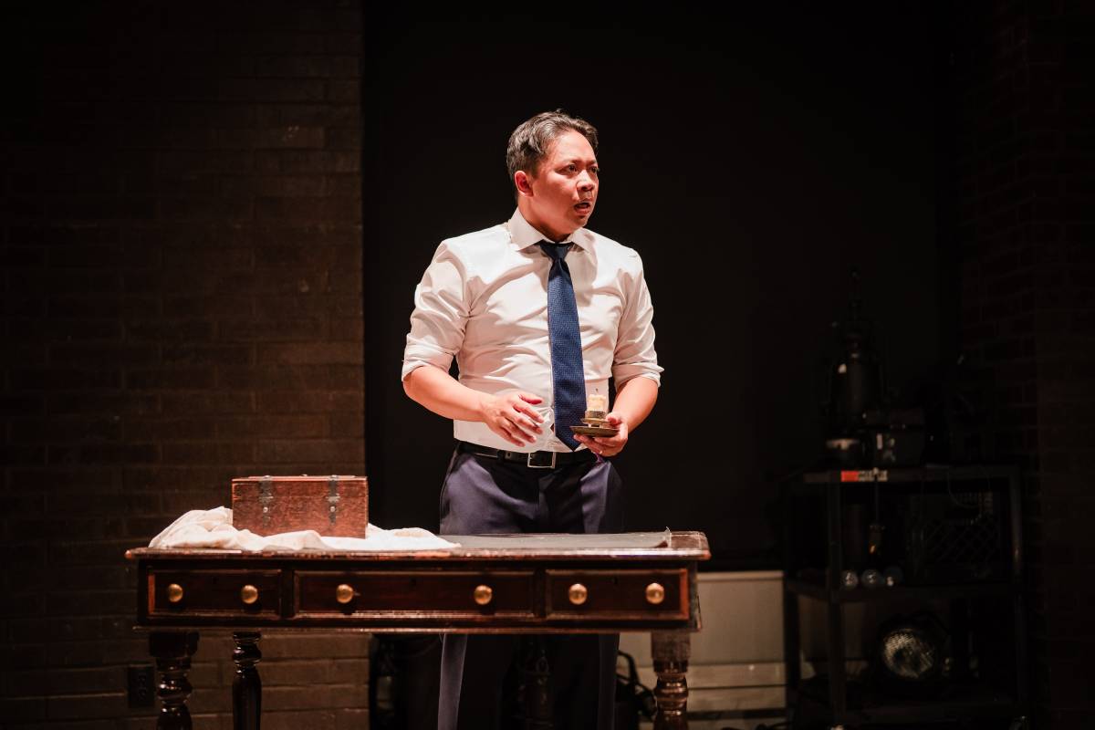 Actor Byron Abalos in The Veil, Directed by Helen Juvonen, Production and Lighting Design by Jareth Li (Photo: Raph Nogal)