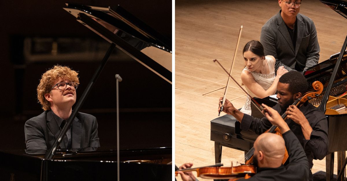 Canadian pianist Carter Johnson and Russian-born pianist Anastasia Vorotnaya perform in the finals of the Honens International Piano Competition 2025 (Photo courtesy of Honens)
