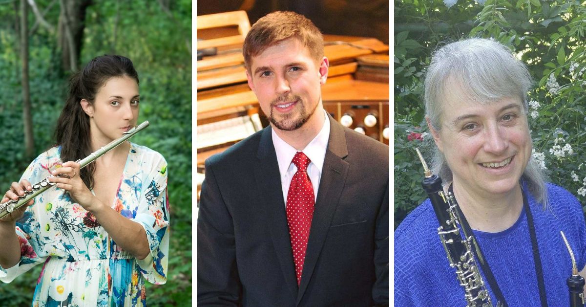 L-R: Flautist Madison Deppe; organist Stephen Boda; oboist Isla-May Renwick (Photos courtesy of the artists)