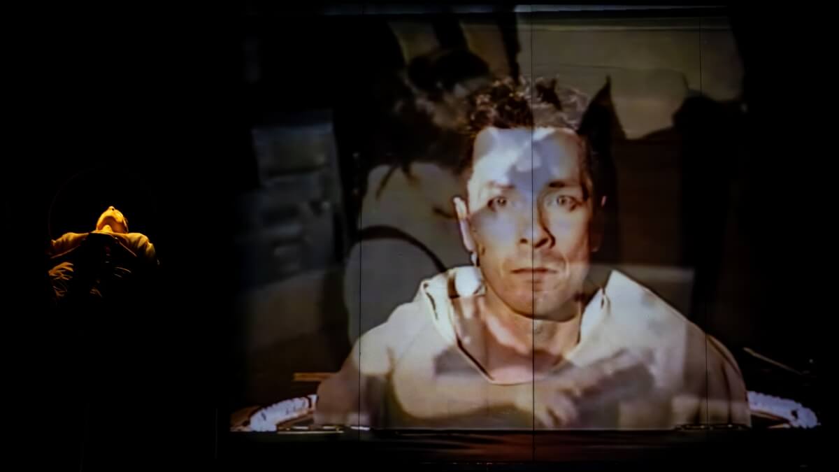 Robert Lepage’s The Far Side Of The Moon, with Olivier Normand. Design: Robert Lepage, Costume Design: Marie-Chantale Vaillancourt Assistant Set Design: Marie-Claude Pelletier, Assistant Lighting Design: Bernard White, Puppet Design: Pierre Robitaille & Sylvie Courbron. (Photo: Li Wang)