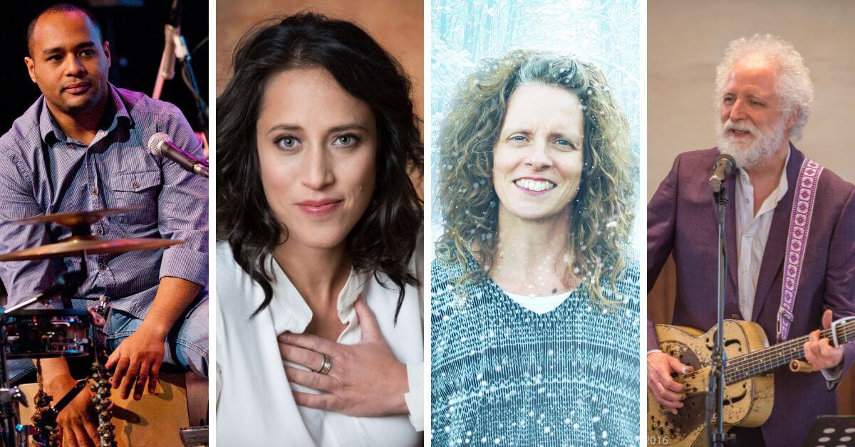 L-R: Percussionist Alberto Suárez (Photo: Rod Wilson); vocalist Aviva Chernick (Photo courtesy of the artist); vocalist Rebecca Campbell (Photo courtesy of the artist); Singer and musician Ken Whiteley (Photo courtesy of the artist)