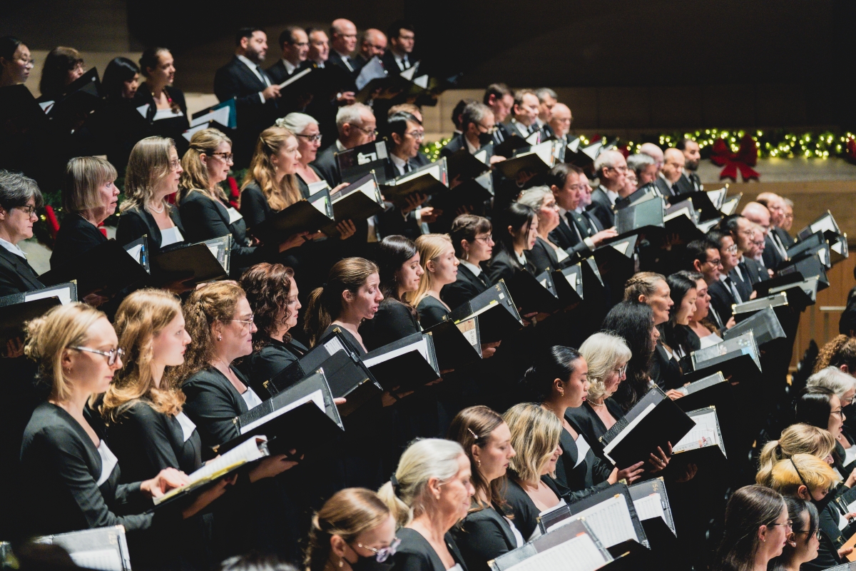 The Toronto Mendelssohn Choir performing Handel’s Messiah on December 16, 2025 with the Toronto Symphony Orchestra (Photo: Allan Cabral)