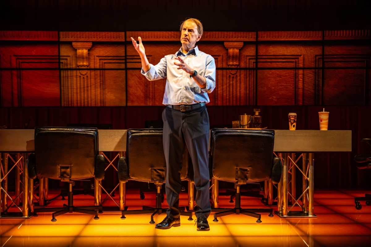 Tom Rooney as Canadian Commissioner of Competition Matthew Boswell in Crow’s Theatre’s Rogers v. Rogers (Photo: Dahlia Katz)