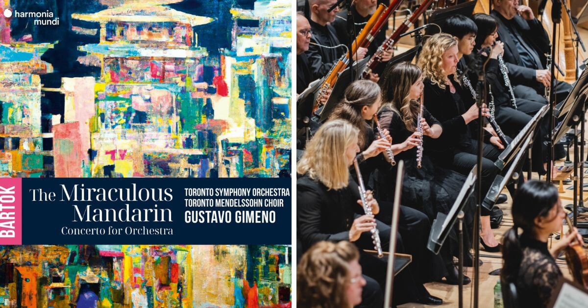 L: The cover of The Miraculous Mandarin by the Toronto Symphony Orchestra; L: members of the Toronto Symphony Orchestra perform Bartók (Photo: Jae Yang/Courtesy of the TSO)