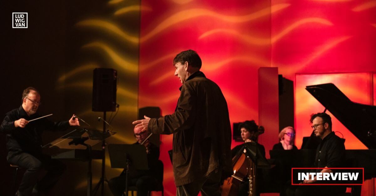 The live performance of Madog, with composer-conductor Paul Frehner, Ensemble Paramirabo, and baritone Jeremy Huw Williams (Photo courtesy of the artists)