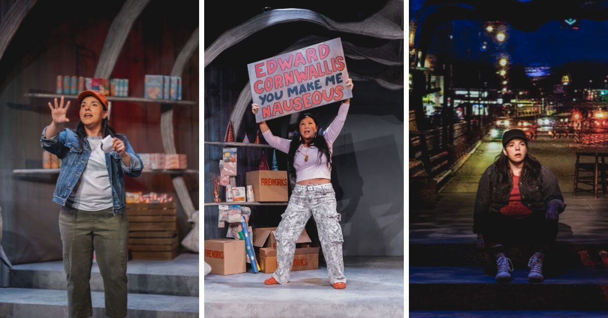 L-R: Lisa Nasson (Brooke); Trina Moyan (Tammy); Lisa Nasson (Brooke) in Tarragon Theatre’s Mischief (Photo: Jae Yang)