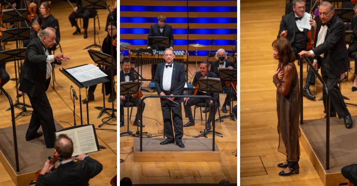 L-R: Alex Pauk conducts Esprit Orchestra; Conductor Alex Pauk; composer Alexina Louie with conductor Alex Pauk and Esprit Orchestra (Photos: Karen Reeves)
