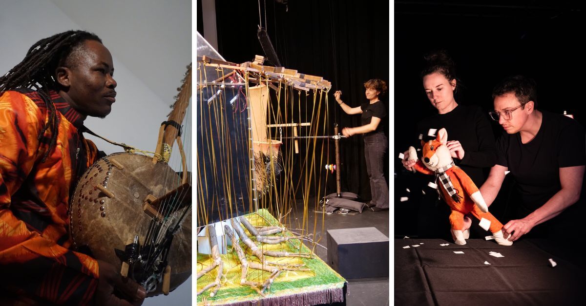 L-R: Musician Mamadou Koïta (Photo courtesy of the artist); Roots and Bassoonist (bassoonist Yana Ouellet and puppetry artist Laurence Petitpas) (Photo courtesy of BIG BANG Festival); Sounds of Nothing (Photo courtesy of BIG BANG Festival)