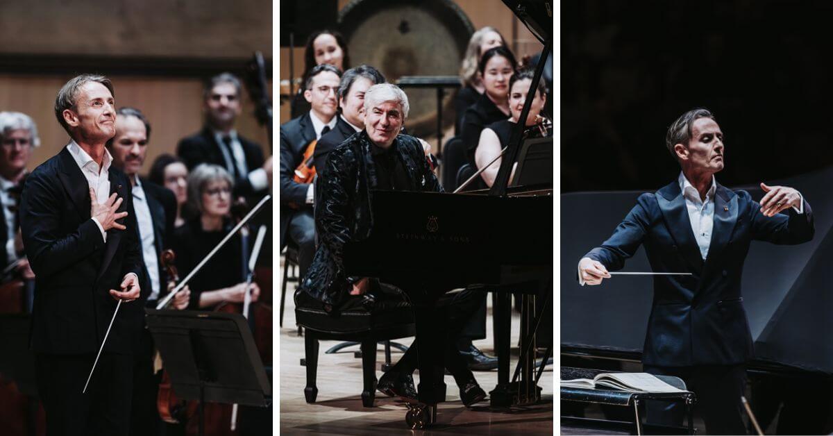 L & R: National Arts Centre Orchestra Music Director Alexander Shelley; Middle: Pianist Jean-Yves Thibaudet (Photos: Curtis Perry, National Arts Centre Orchestra)