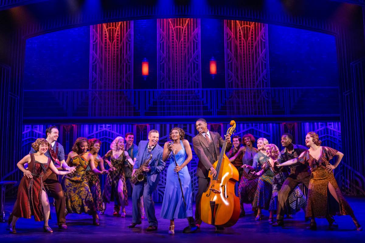 Matt Loehr (Joe), Leandra Ellis-Gaston (Sugar), Tavis Kordell (Jerry) and the First National Touring Company of SOME LIKE IT HOT (Photo: Matthew Murphy)