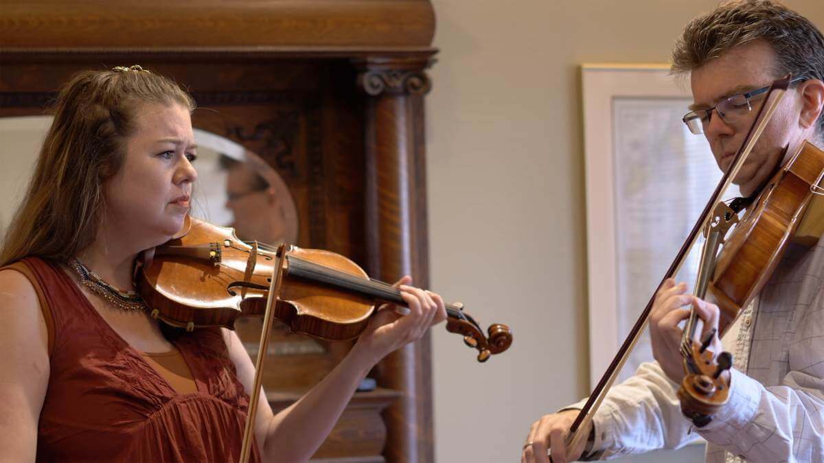 Lara and Scott St. John in a still from the film Dear Lara, by Lara St. John (Photo courtesy of Lara St. John)