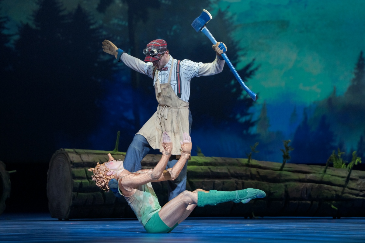 Noah Parets and Donald Thom in Pinocchio (Photo: Karolina Kuras. Courtesy of The National Ballet of Canada)