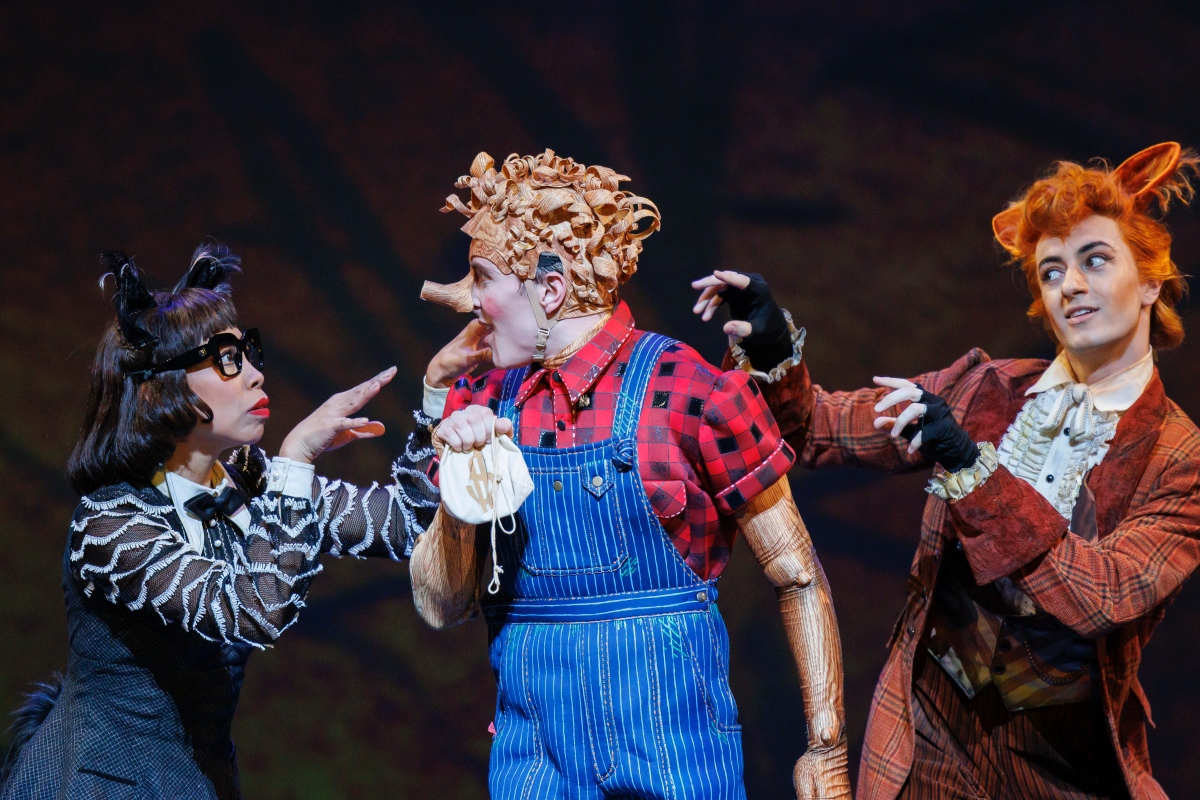 Jenna Savella, Noah Parets and Isaac Wright in Pinocchio (Photo: Bruce Zinger. Courtesy of The National Ballet of Canada)