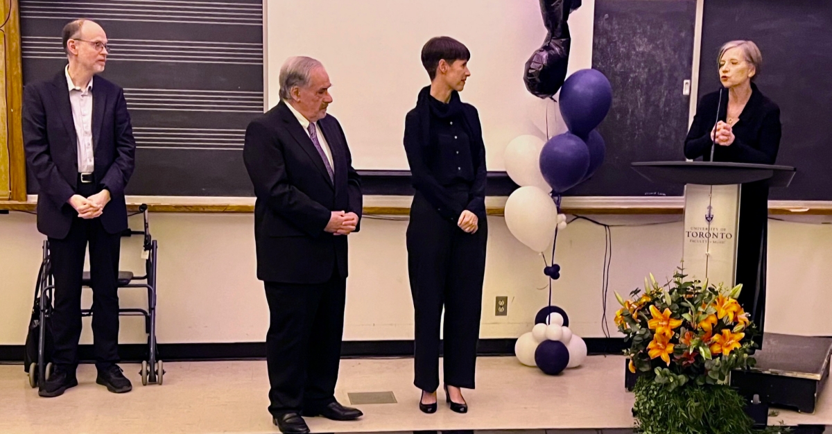 Professor Sandra Horst, Head of Opera (far right), composer Cecilia Livingston (second from right) and others at the University of Toronto opera recital, March 27, 2026 (Photo: Joseph So)