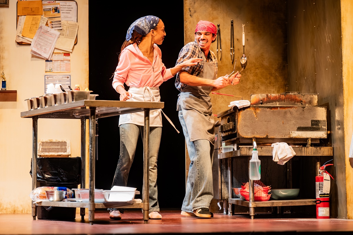 Jasmine Case (L) as Letitia and Augusto Bitter (R) as Rafael in the Canadian Stage production of Lynn Nottage's Clyde's (Photo: Dahlia Katz)