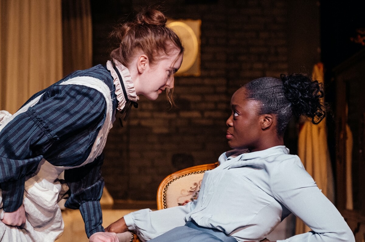 Erin Humphry and Blessing Adedijo in the Riot King Art Market production of The Moors at The Theatre Centre (Photo: Juniper Simpson Serrano)