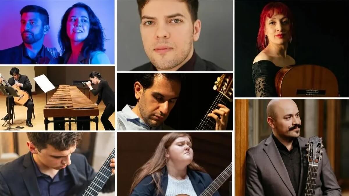 L-R (Top): Guitarists Christ Habib and vocalist Maria Milenic, guitarist Jean-Luc Therrien; guitarist Bahar Ossareh; (Middle): Guitarist Daniel Ramjattan & percussionist Naoko Tsujita; guitarist Navid Niknejad; (Bottom) Guitarists Daniel Turner; Madeline Hall; Luis Medina (Photos courtesy of the artists)