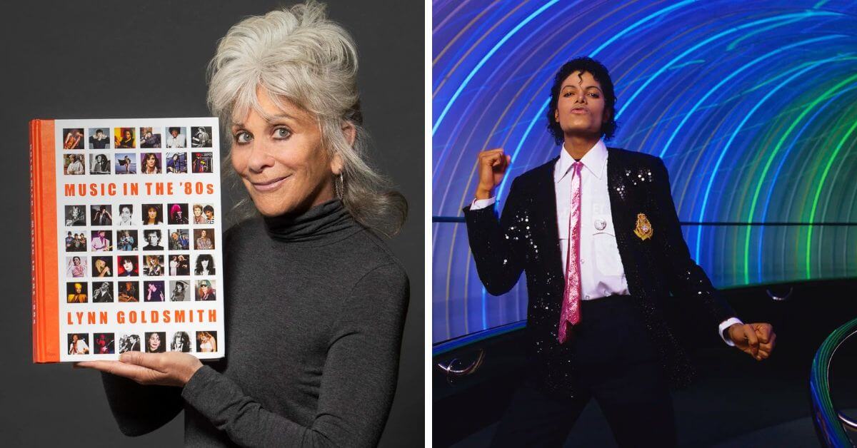 L: Lynn Goldsmith with her book Music in the 80s; R: Michael Jackson (Photo: Lynn Goldsmith
