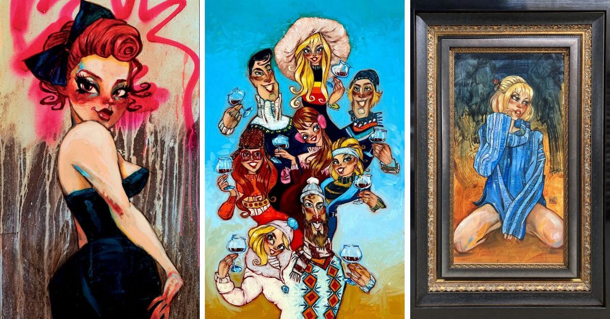 L-R: Venice; Ski Haus; Quarantine Blues (Paintings by Todd White)