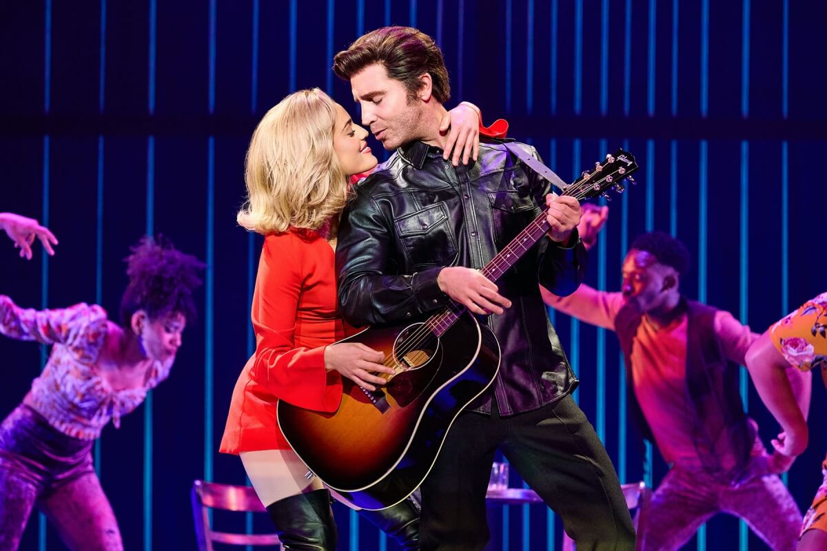 Hannah Jewel Kohn as 'Marcia Murphey,' Nick Fradiani as 'Neil - Then' and 'The Noise' in A BEAUTIFUL NOISE: THE NEIL DIAMOND MUSICAL. (Photo: Jeremy Daniel)