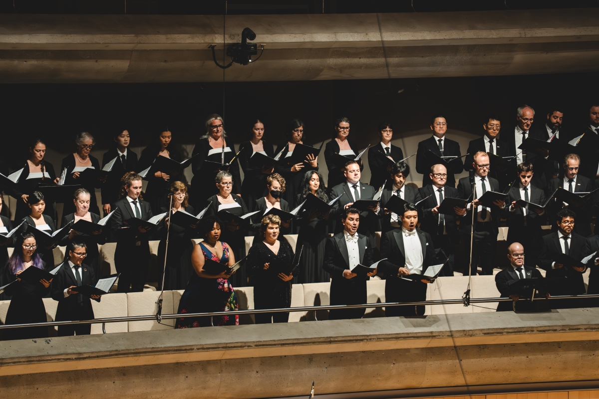 The Toronto Mendelssohn Choir with soloists soprano Golda Schultz, mezzo-soprano Ema Nikolovska, tenor Saimir Pirgu, and bass Jongmin Park performing Beethoven’s 9th with Gustavo Gimeno and the Toronto Symphony Orchestra, June 11, 2026 (Photo: Allan Cabral)