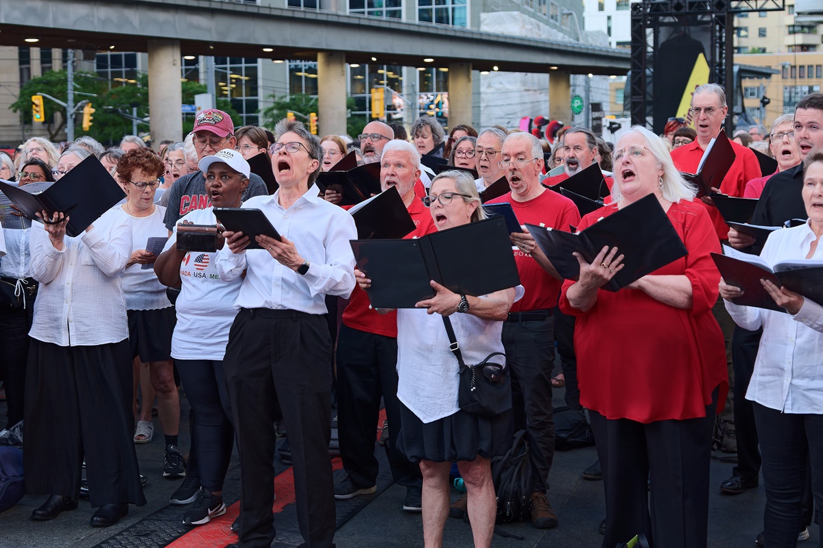 The crowd sings Beethoven's 9th from Toronto's Sankofa Square (Photo courtesy of Luminato Festival)