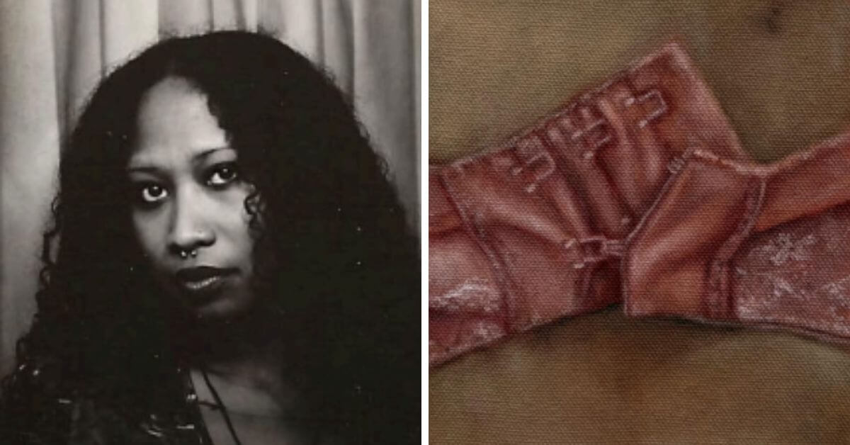 L: Artist Elyse Ricketts (Photo courtesy of the artist); R: between thresholds, oil on canvas (Photo courtesy of the artist)