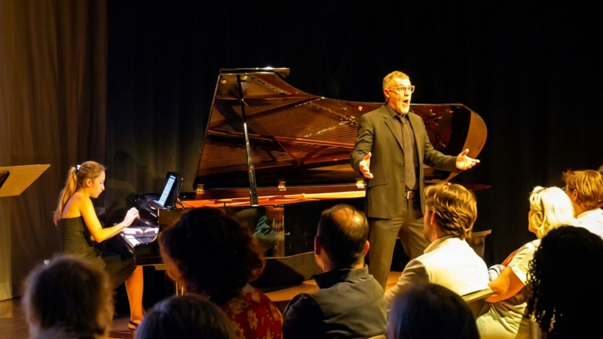 Keith Klassen sings “Il mio tesoro” from Mozart’s Don Giovanni with pianist Asal Irnmehr (Photo courtesy of Cultureland Opera Collective)
