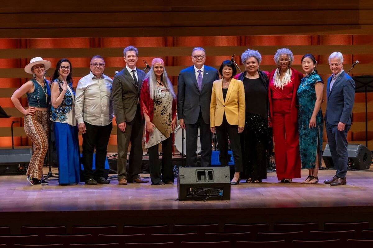 Mervon Mehta and the guests and performers at his tribute, Koerner Hall, June 4, 2026 (Photo courtesy of the Royal Conservatory of Music)