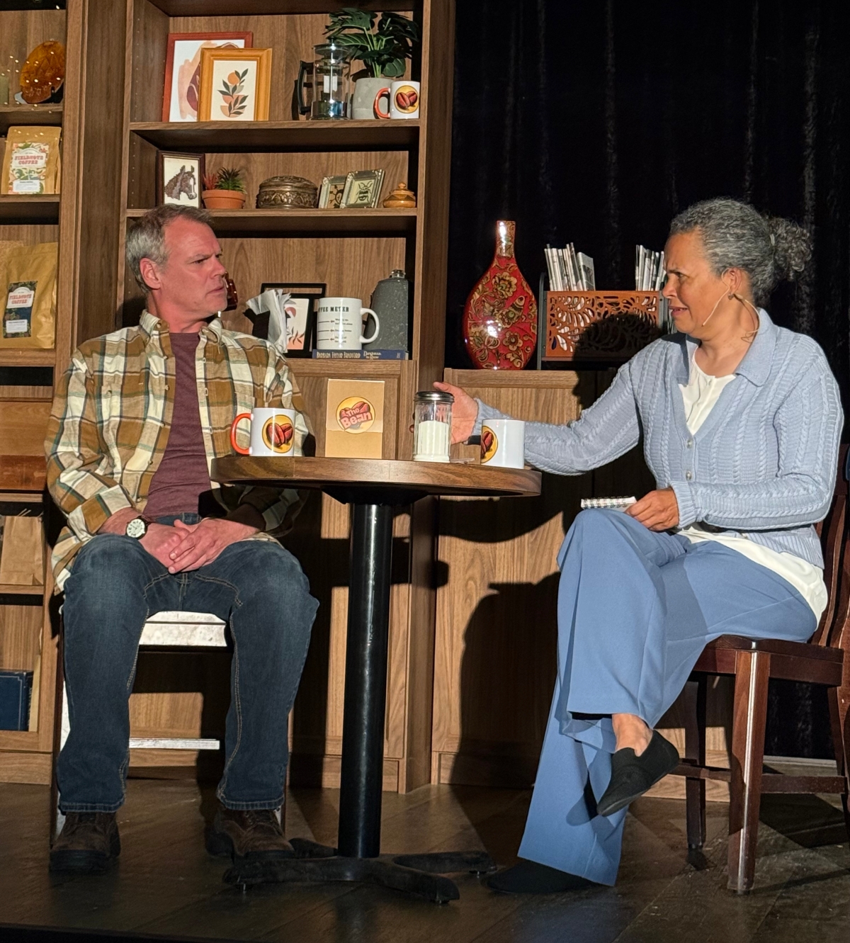 Derek Ritschel and Kirsten Alter in playwright Norm Foster’s The Bean, The Foster Festival (Photo: Emily Oriold)