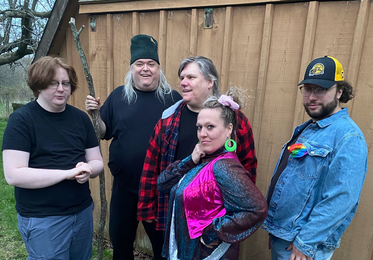Francis Wallace, Brian Morton, Mason Micevski, Emily Boylea & Chris Cracknell in A Non-Canonical Musical Adventure With Pookamhura: Mistress Of B-Roll (Photo: Donald Cudmore)