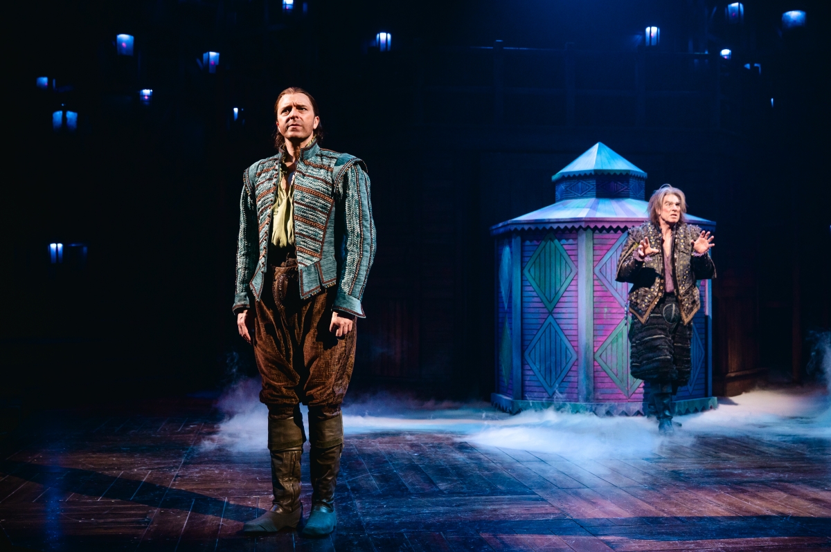 From left: Mark Uhre as Nick Bottom and Dan Chameroy as Nostradamus, Something Rotten! Stratford Festival 2026 (Photo: Ann Baggley)