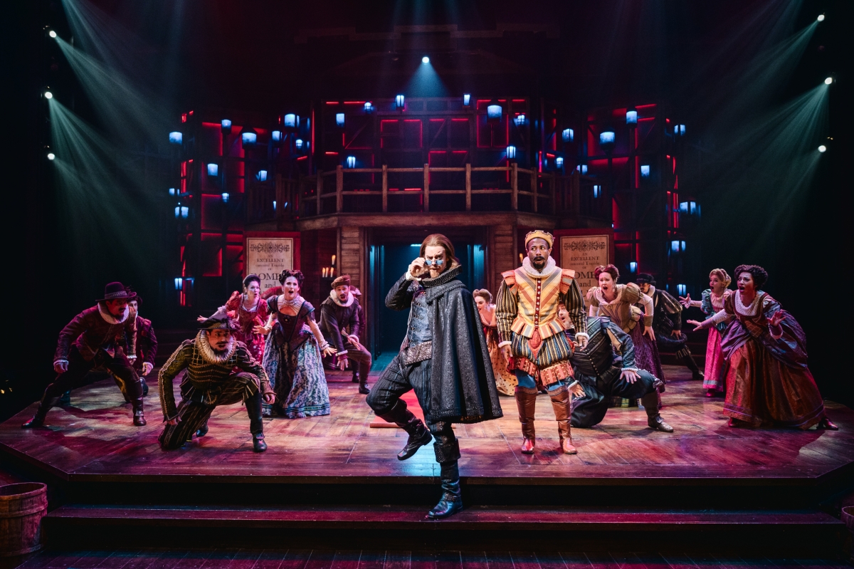 Jeff Lillico as Shakespeare (centre) with members of the company, Something Rotten! Stratford Festival 2026 (Photo: Ann Baggley)