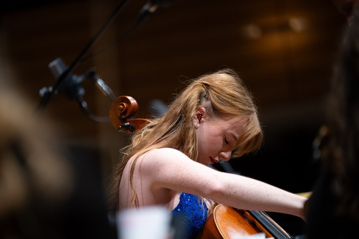 Cellist Sabine Sandvoss performs with the National Youth Orchestra of Canada, Daniel Bartholomew-Poyser conducting, at Toronto's Koerner Hall, July 18, 2026 (Photo: Stuart Lowe)