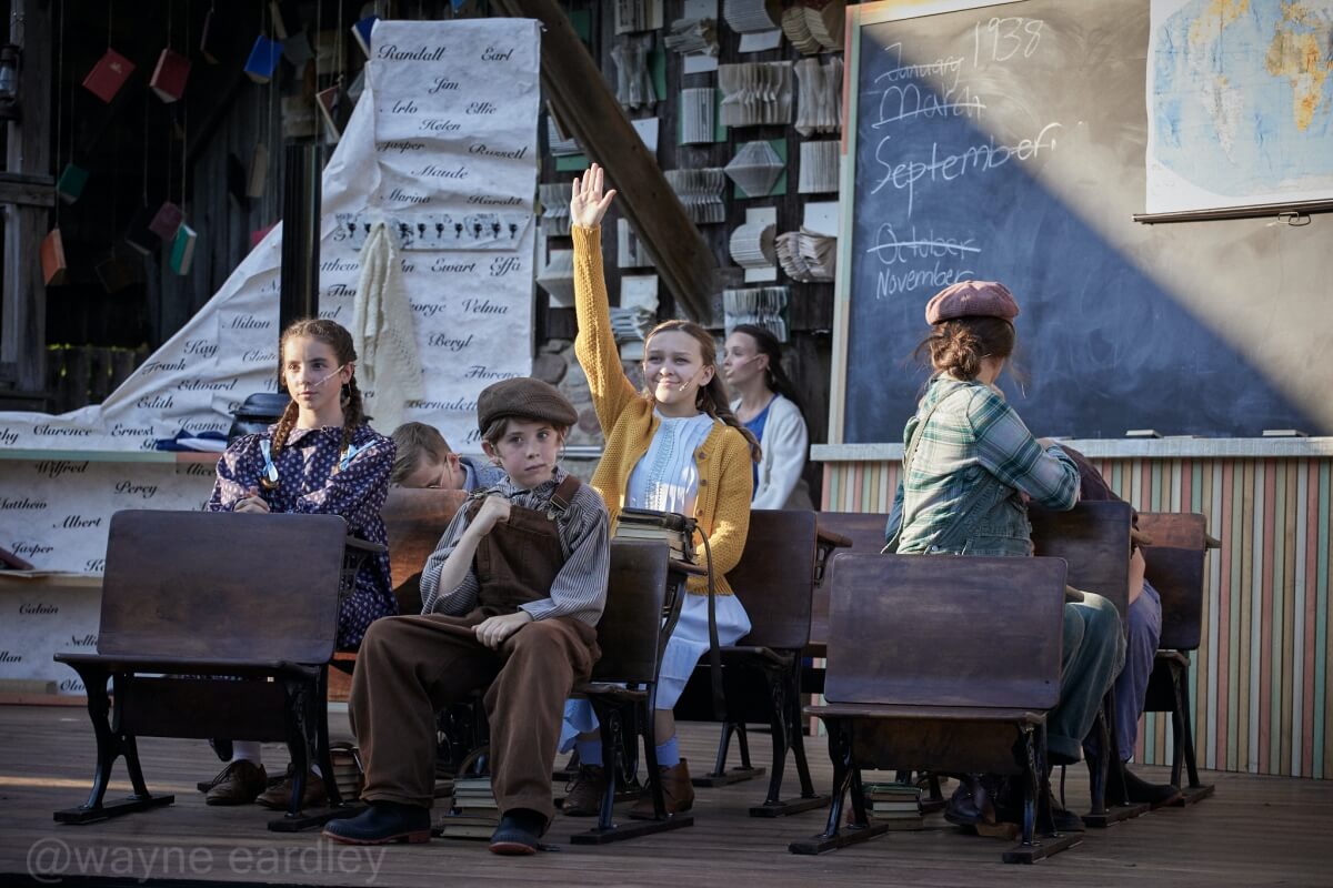 4th Line Theatre’s production of Schoolhouse by Leanna Brodie, directed and choreographed by Monica Dottor, costumes by Chelsea Day, set design by Michelle Chesser (Photo: Wayne Eardley, Brookside Studio)